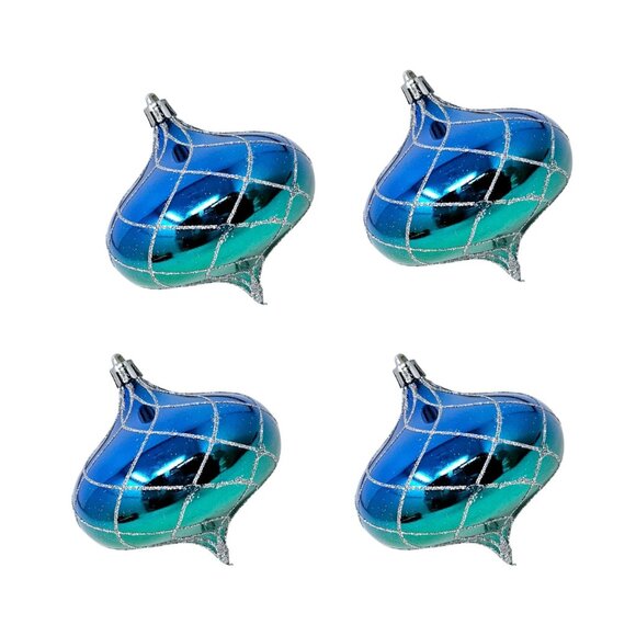 Blue and Green Ombre Onion Christmas Ornaments (Set of 4) - Picture 1 of 5